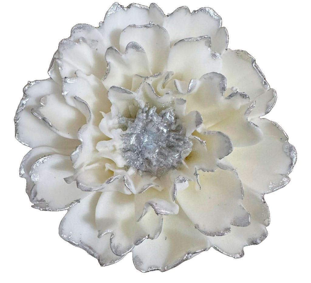 Decoratiune comestibila din zahar, Bujor alb argintiu Decoratiuni din Pasta de Zahar Nati Shop