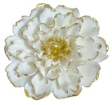 Decoratiune comestibila din zahar, Bujor alb cu auriu Decoratiuni din Pasta de Zahar Nati Shop