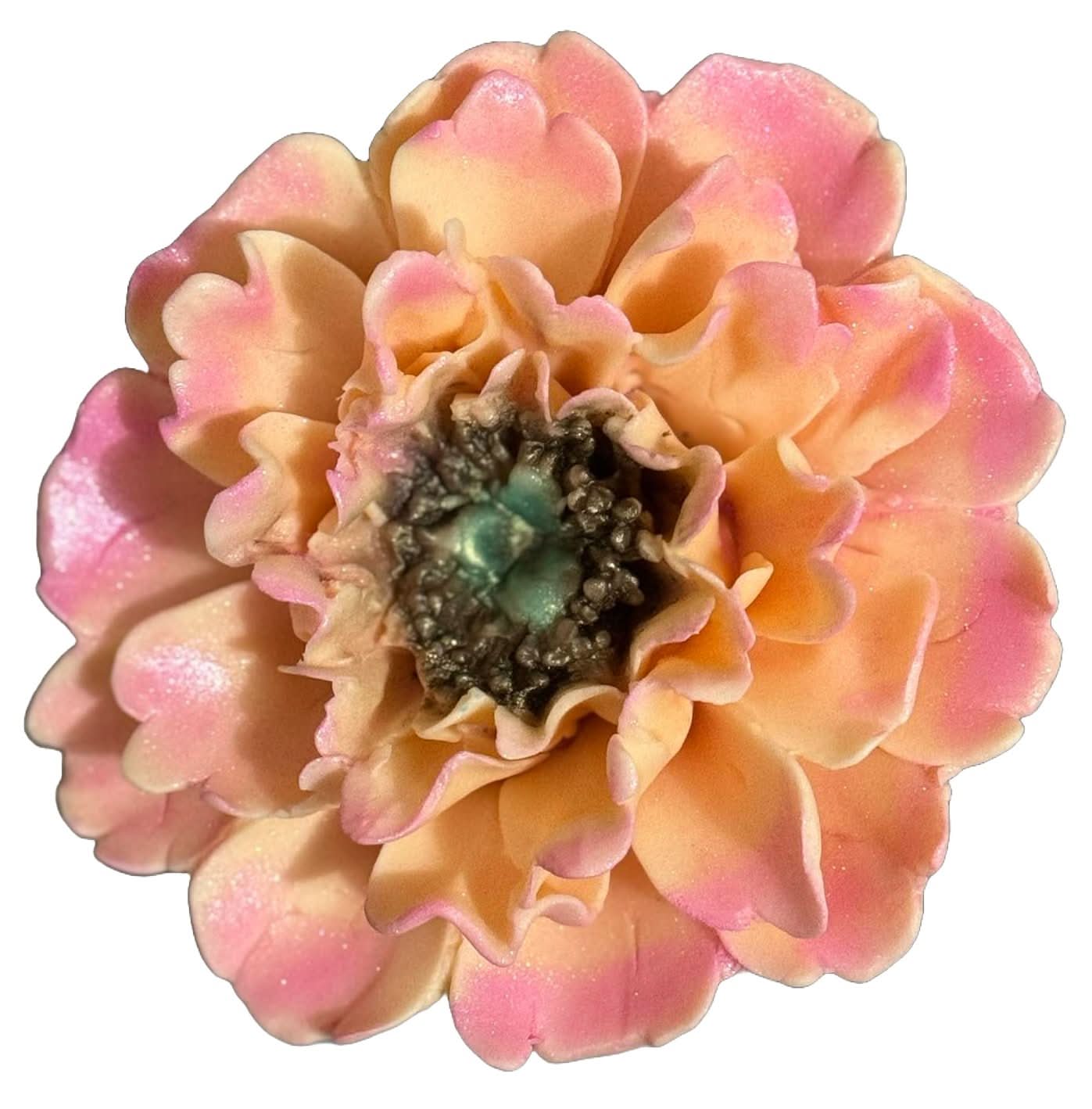 Decoratiune comestibila din zahar, Bujor somon Decoratiuni din Pasta de Zahar Nati Shop