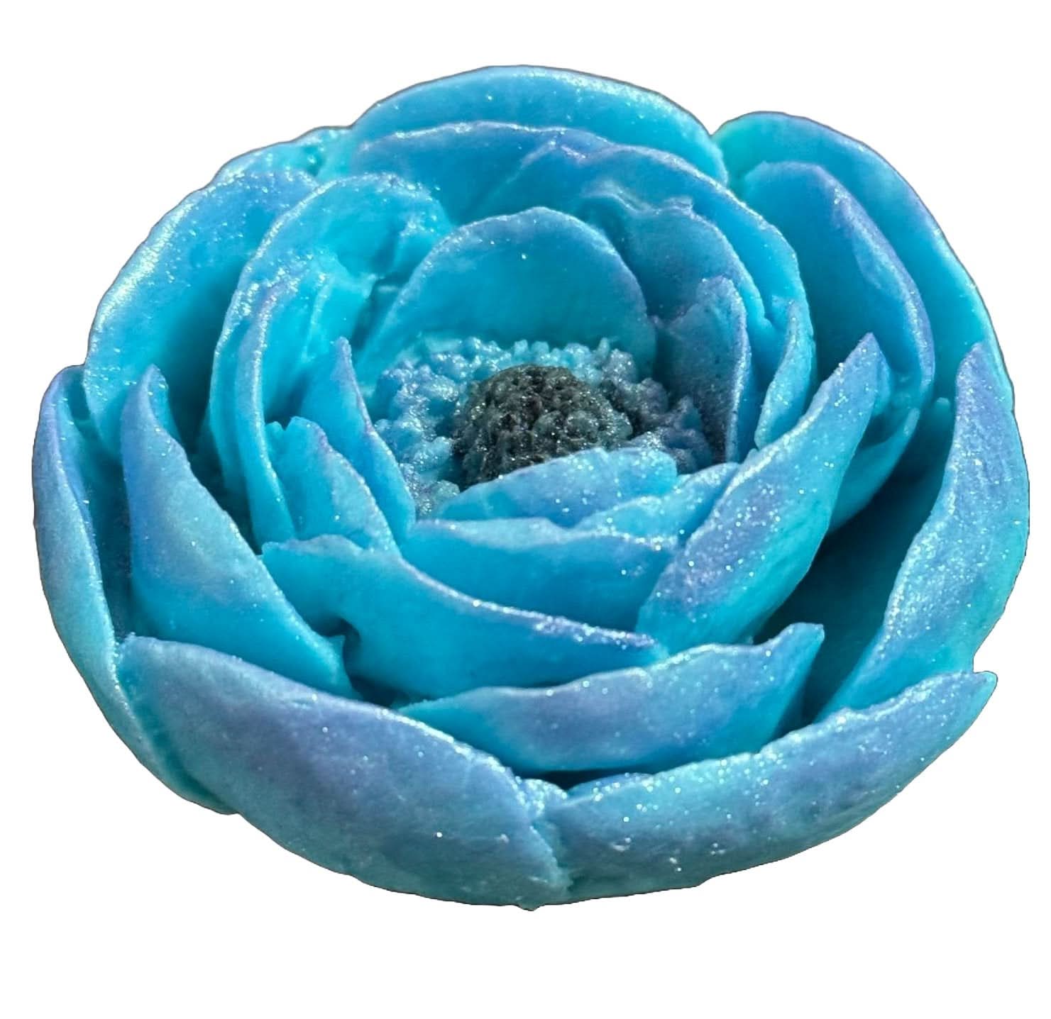 Decoratiune comestibila din zahar, Bujor turcoaz Decoratiuni din Pasta de Zahar Nati Shop