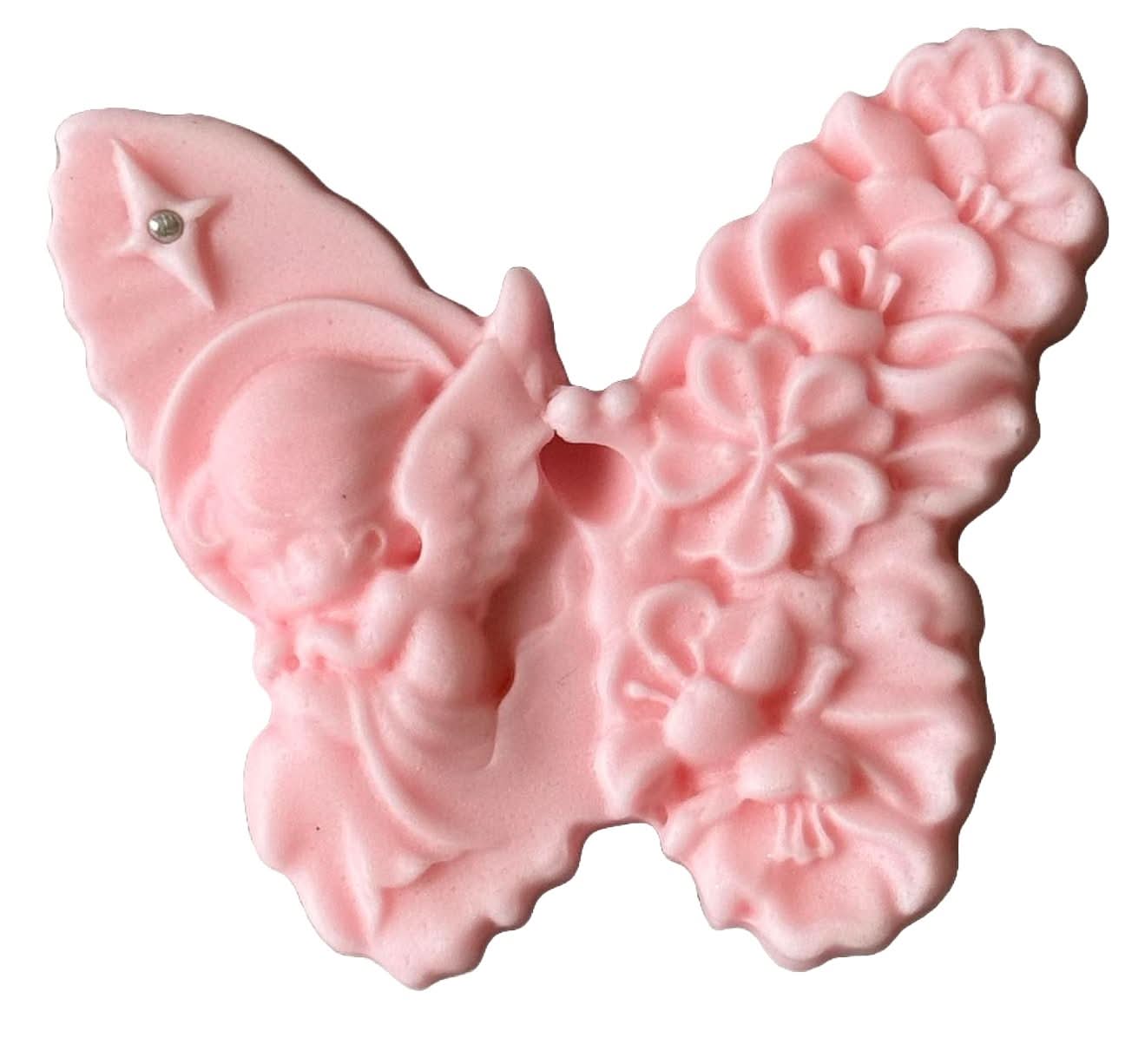 Decoratiune comestibila din zahar, Fluture cu inger Decoratiuni din Pasta de Zahar Nati Shop