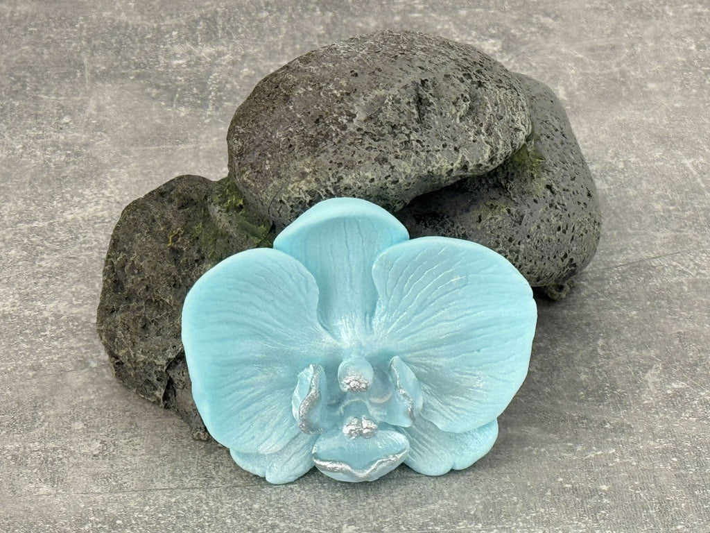 Decoratiune comestibila din zahar, Orhidee bleu Decoratiuni din Pasta de Zahar Nati Shop