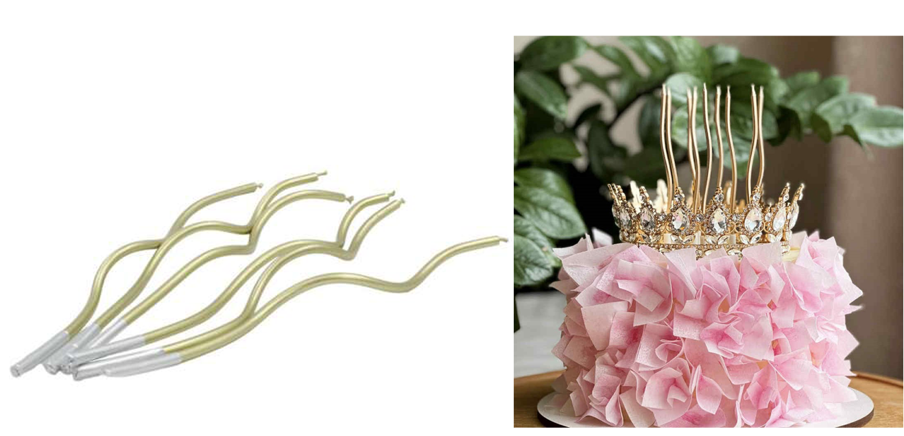 Set 6 Lumanari Pentru Tort Ondulate Lungi 12 Cm Auriu - Design Elegant Si Ardere Stabila