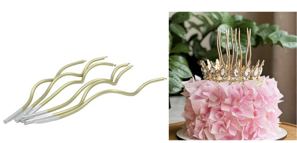 Set 6 Lumanari pentru Tort, Ondulate, Lungi, 12 cm, Auriu