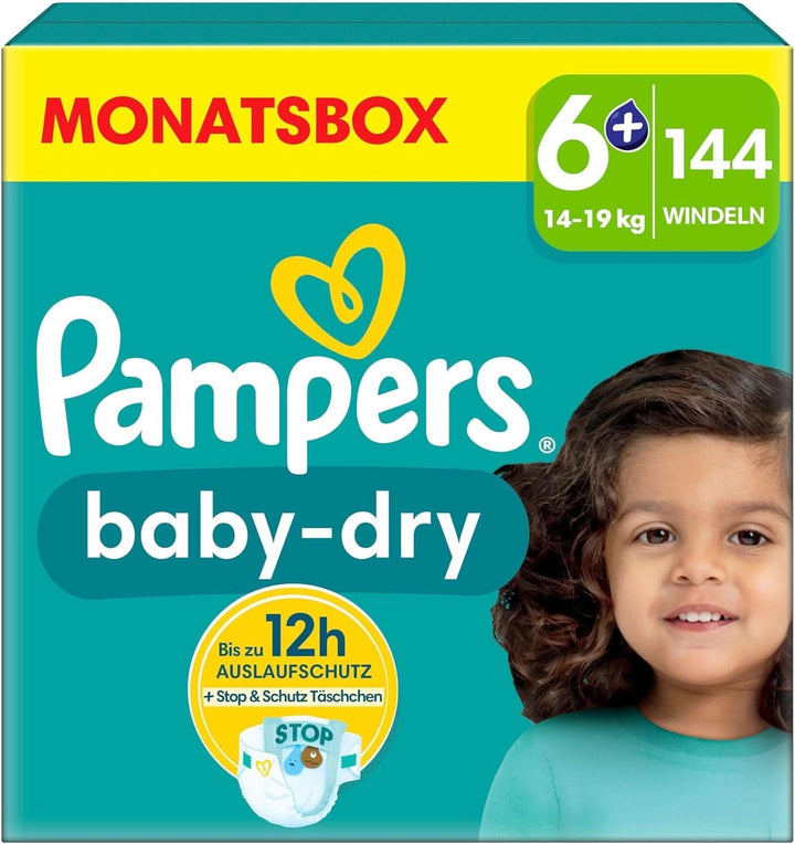 Scutece Pampers mărimea 7, 132 scutece, 15Kg+ Baby-Dry, până la 100% protecție împotriva scurgerilor toată noaptea