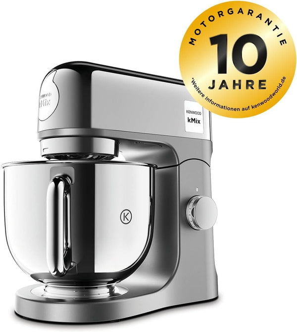 Kenwood Kmix Editions KMX760CH Küchenmaschine, 5 L Edelstahl Schüssel, Safe-Use-Sicherheitssystem, Metallgehäuse, 1000 Watt, Inkl. 3-Teiligem Patisserie-Set Und Spritzschutz, Chrom