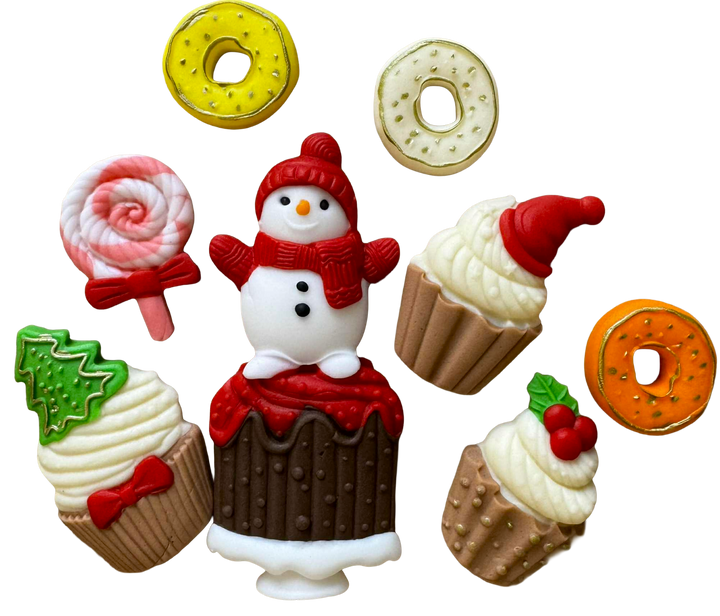 Set 8 decoratiuni comestibile, Craciun Decoratiuni din Pasta de Zahar Nati Shop