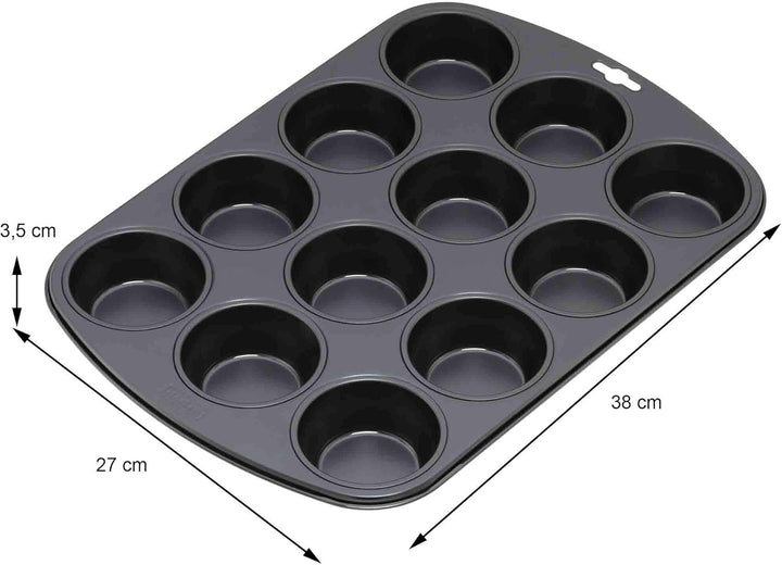 Original Kaiser Inspiration Muffinform-Set 2-Teilig, Muffinblech Mit Xmas Papierbackförmchen Für 12 Muffins, 38 X 27 Cm, Cupcake Form Antihaftbeschichtet, Schwarz