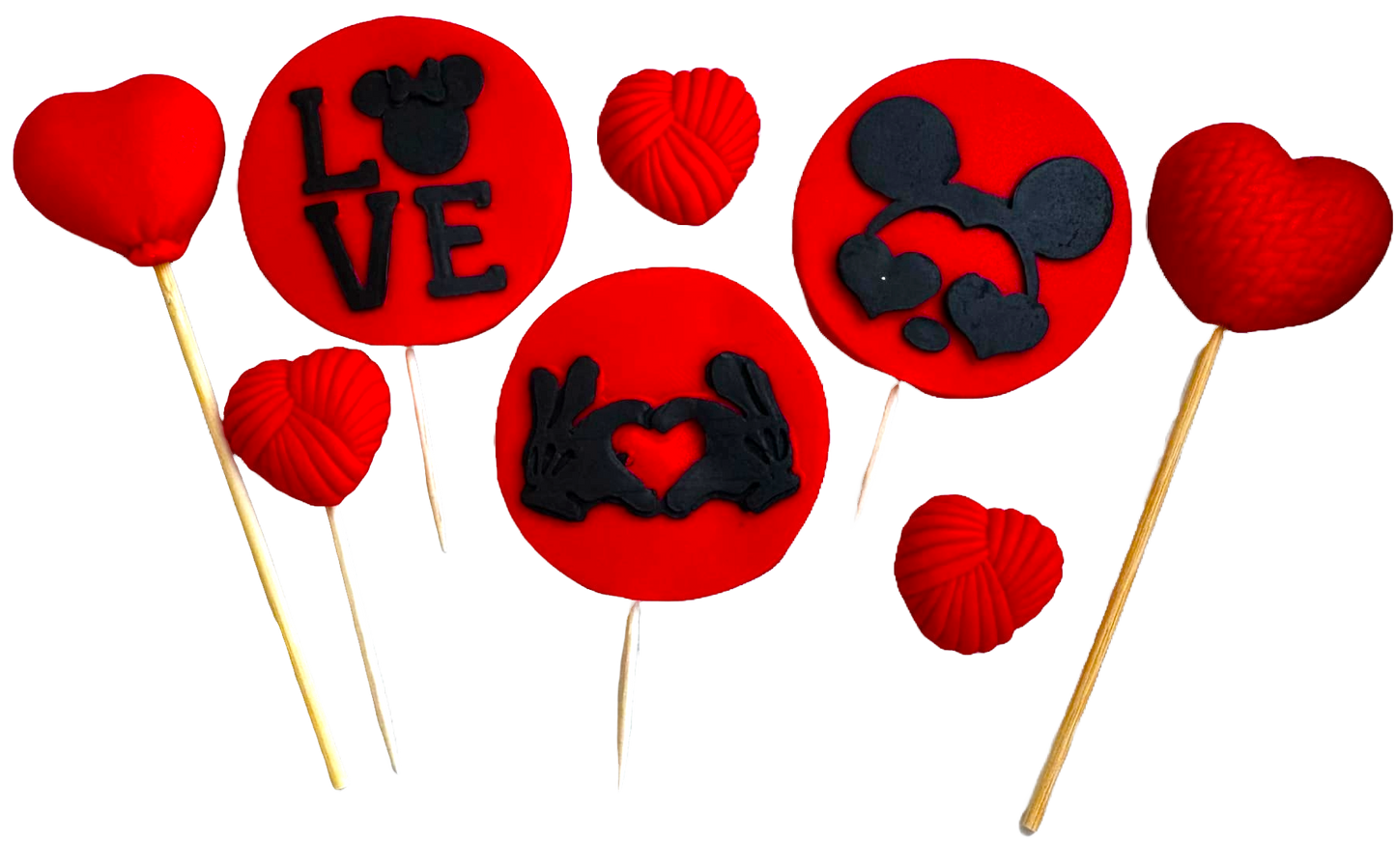 Set 8 decoratiuni comestibile din pasta de zahar, LOVE Decoratiuni din Pasta de Zahar Naty Shop