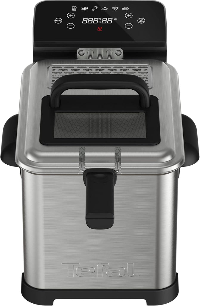 Tefal Family Pro Access 4,0L Fritteuse, 3000 Watt, Semiprofessionell Mit Öl, Herausnehmbarer Ölbehälter, Kühlzonen-Technologie, Leichte Reinigung, Knusprige Pommes, Edelstahl, Schwarz, FR5030