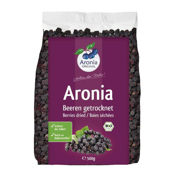 Aronia ORIGINAL, Fructe de aronia deshidratate, fără conservanți, fără zahăr adăugat, 500 grame