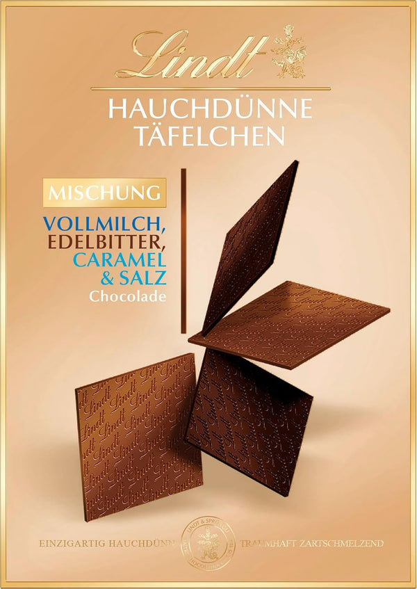 Lindt Schokolade Hauchdünne Täfelchen Auslese | 125 G | Hauchdünne Täfelchen Aus Weißer, Vollmilch- Und Edelbitterschokolade | Einzigartig Dünn Und Traumhaft Zartschmelzend | Schokoladengeschenk