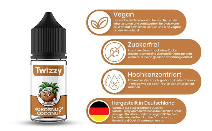 Twizzy Coconut Food Flavouring - Aromă intensă de nuca de cocos, 30 ml