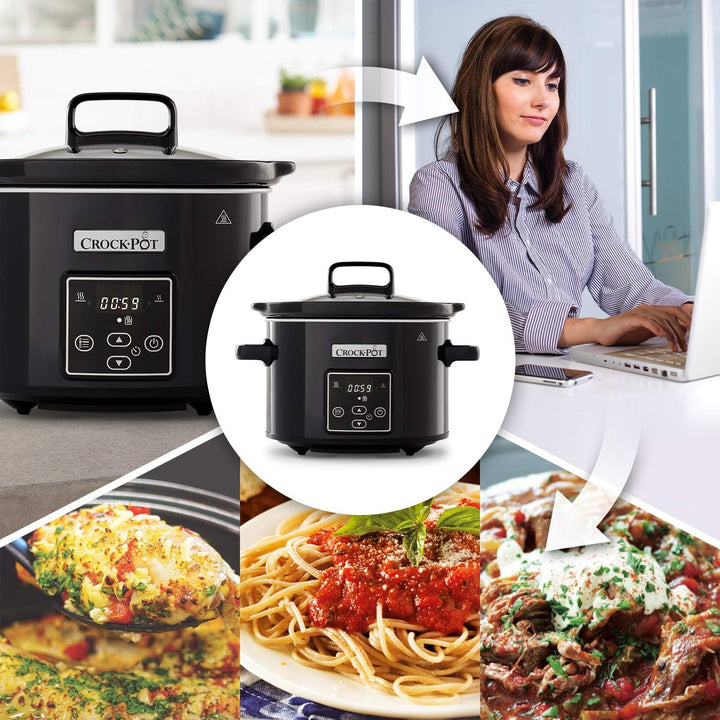 Crockpot Digital-Schongarer Slow Cooker | Einstellbare Garzeit | Warmhaltefunktion | 2,4 Liter (1-2 Personen) | Schwarz [CSC061X]