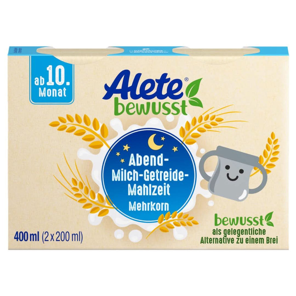 Alete Bewusst Milch-Getreide-Mahlzeit Kakao, Ab Dem 10. Monat, Trinkfertige Babynahrung Mit Kakaopulver, Praktischer Ersatz Zu Babybrei, Warm Oder Kalt Trinken, 400 Ml (2 X 200 Ml)