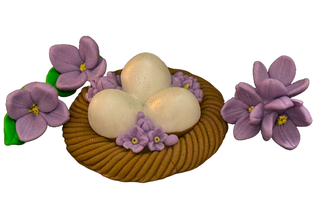 Set 4 decoratiuni comestibile din zahar, cuib cu oua - Nati Shop 