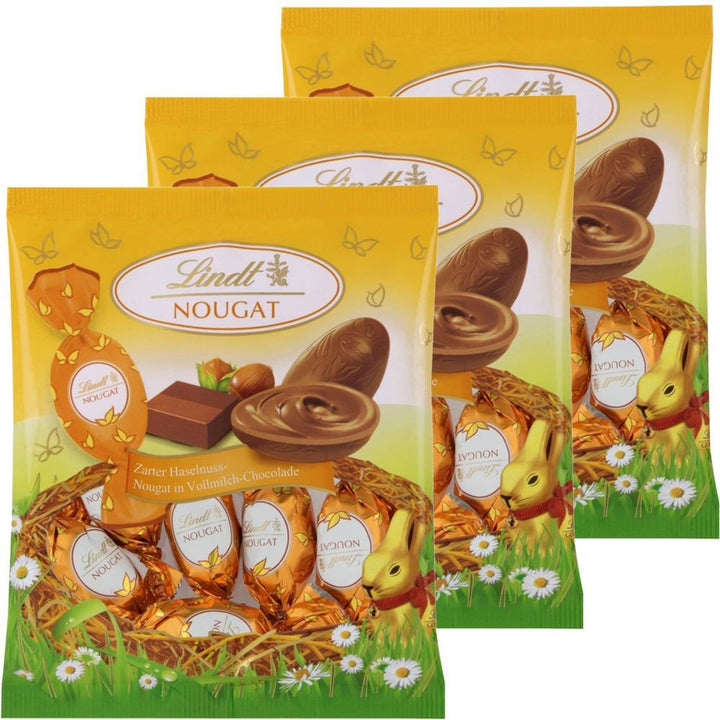 Lindt Schokolade Spezialitäten Mix Eier | 3 X 90 G | Vollmilch-Eier in Fünf Sorten Mit Und Ohne Alkohol (Marc De Champagne, Nougat, Cresta, Mousse Au Chocolat, Lindor Milch) | Oster Schokolade