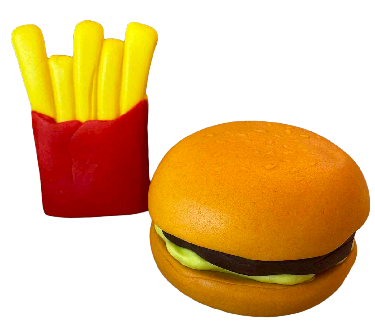 Set 2 Decoratiuni Comestibile Hamburgeri Din Pasta De Zahăr - Dimensiune Aproximativ 6 cm