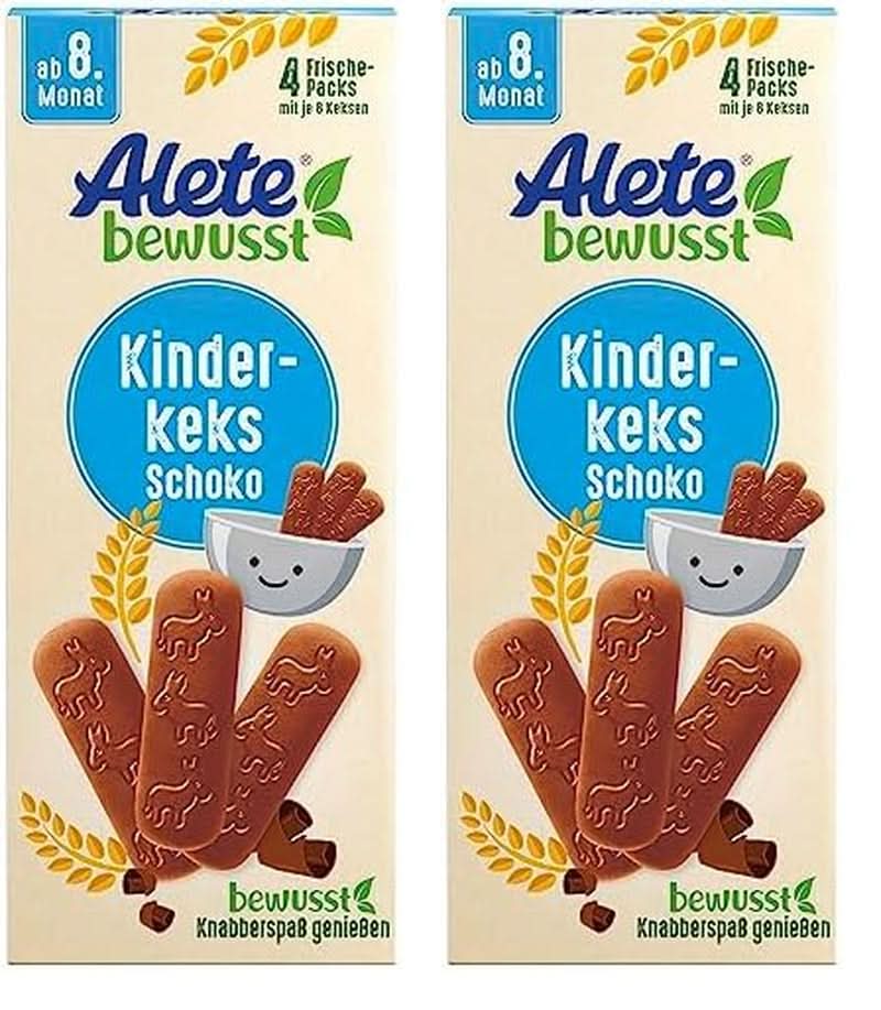 Alete Bewusst Kinderkeks Schoko, Ab Dem 8. Monat, Butterkeks Aus Weizen Für Kinder, Handlich Verpackte Kekse Als Kleiner Snack, Perfekt Für Unterwegs & Zwischendurch, 1 X 180 G