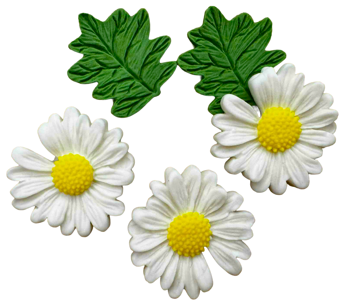 Set of 5 edible decorations, White flowers