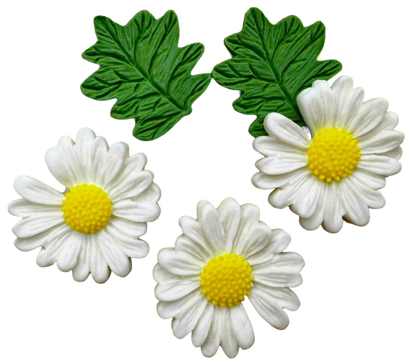 Set of 5 edible decorations, White flowers