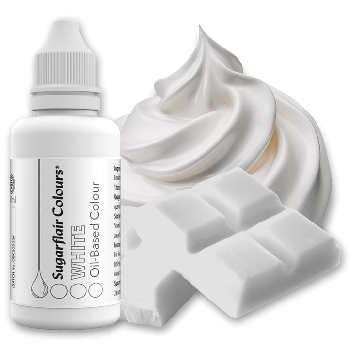 Sugarflair Pastell Mixer Lebensmittelfarbe Auf Ölbasis White - Lebensmittel Farbe Für Schokolade, Buttercreme, Zuckerpaste Und Alle Fettlöslichen Lebensmittelzutaten - 30 Ml