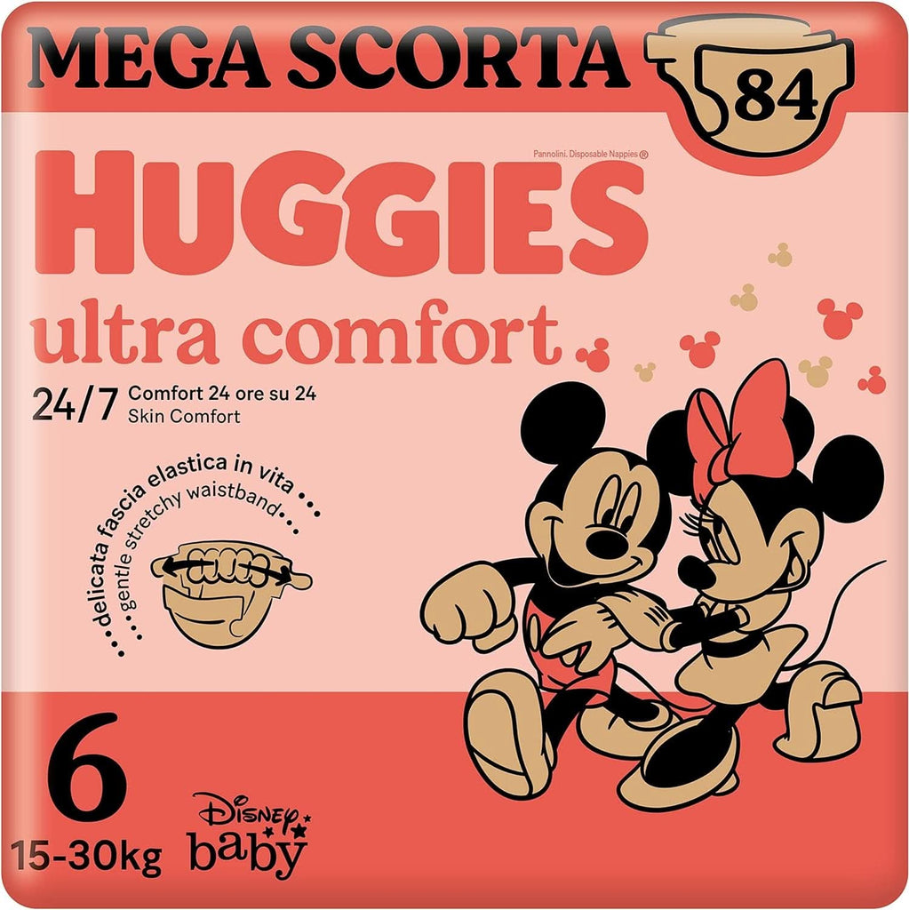 Huggies Ultra Comfort, scutece mărimea 4 (7-18 kg), design Disney, pachet de depozitare