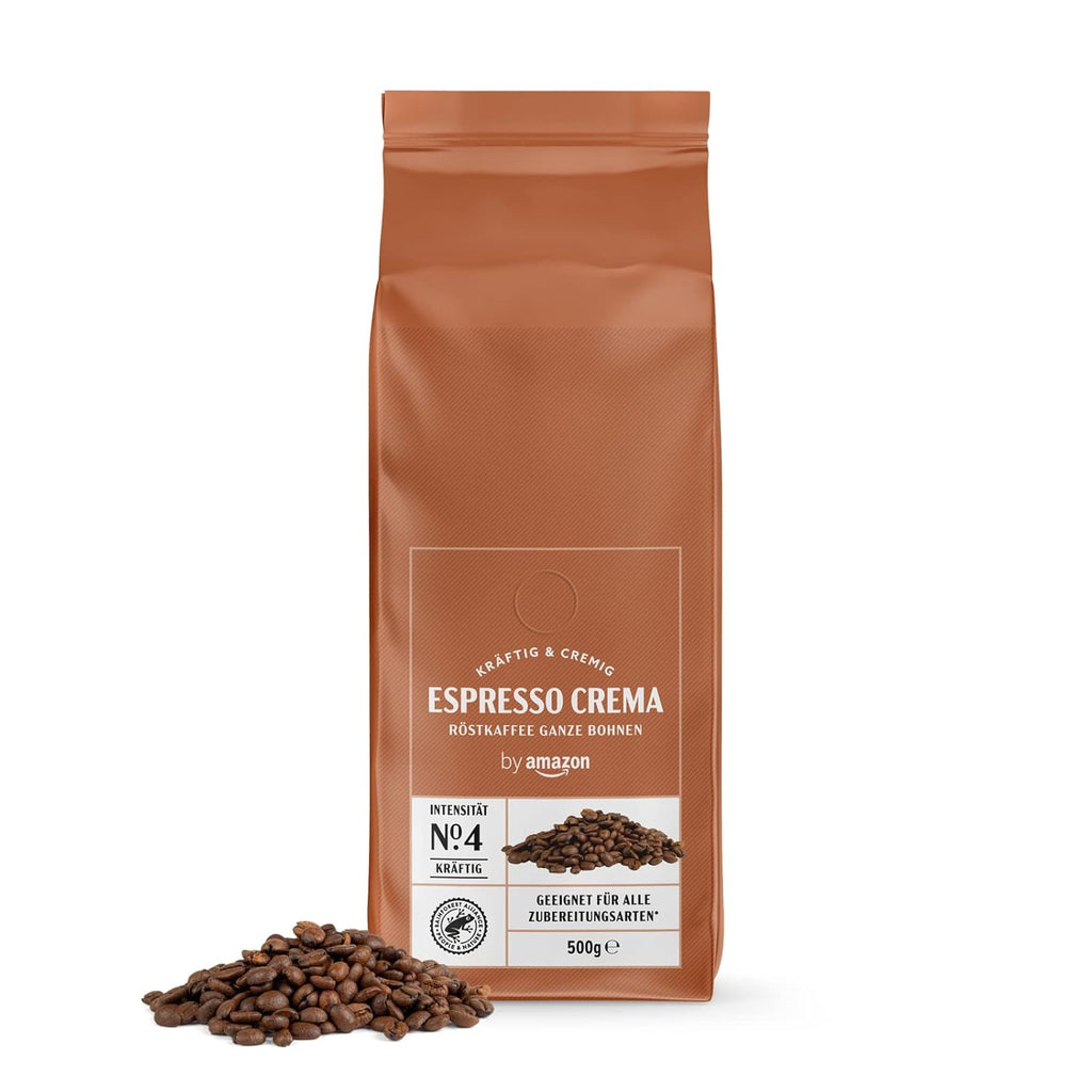 By Amazon Espresso Crema Kaffeebohnen, Leichte Röstung, 1 Kg, 2 Packungen Mit 500 G – Rainforest Alliance-Zertifizierung