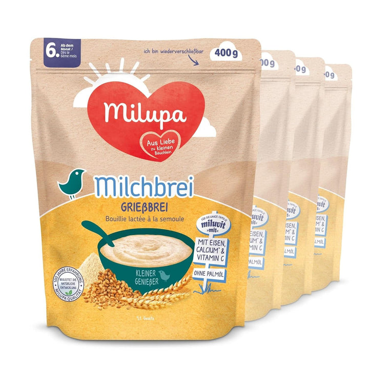 Milupa Milchbrei Sanfter Start – Glutenfreier Babybrei Ohne Palmöl – Frei Von Konservierungs- Und Farbstoffen – Ab Dem 5. Monat – 4 X 400 G