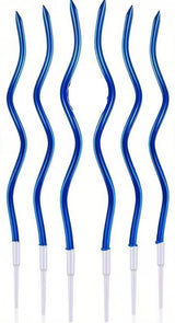Set de 6 Lumânări Pentru Tort Ondulate Lungi 12 Cm Albastru - Design Elegant Și Ardere Stabilă Sigură