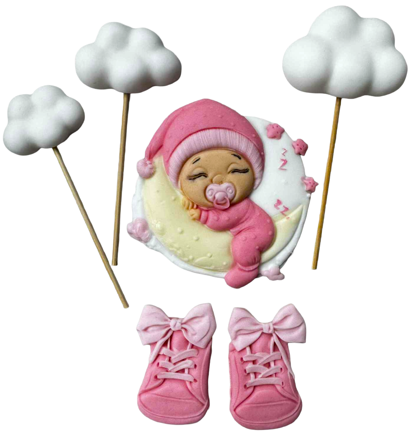 Set 6 Decorațiuni Comestibile, Botez - Din Pastă De Zahăr, Dimensiuni 3-9 Cm, Ideale Pentru Tort De Botez