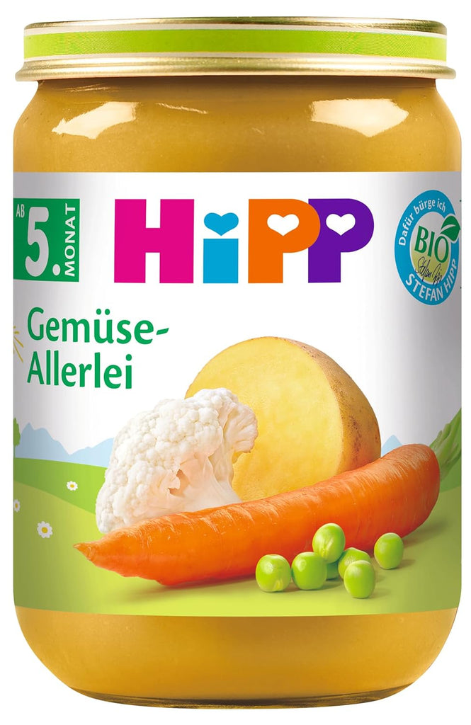 Hipp Organic Vegetables, piure din legume, pachet de 6 x 125 grame sau 6 x 190 grame