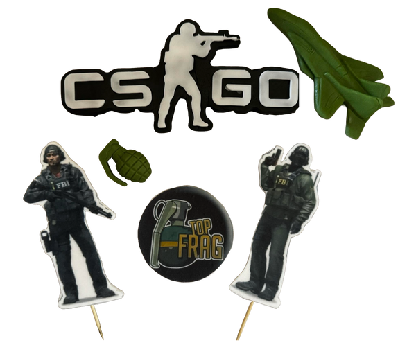 Set 6 Decoraciones comestibles de Pasta de azúcar, Counter-Strike: Global Offensive (CS: GO)