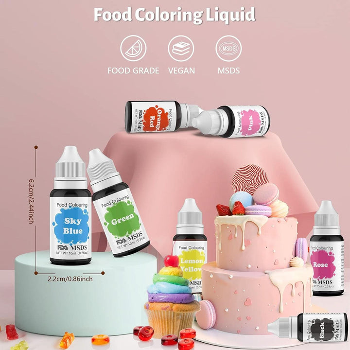 Coloranti alimentari, lichizi, recipiente de 10 ml, diverse seturi