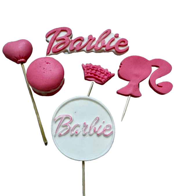 Set 6 decoratiuni comestibile din zahar, Barbie