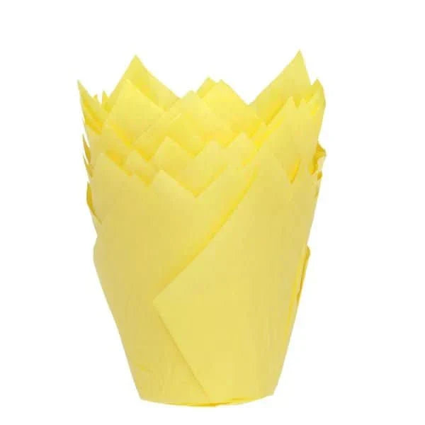 Forme de copt galbene pentru brioșe sub formă de lalea 20 buc Nati Shop