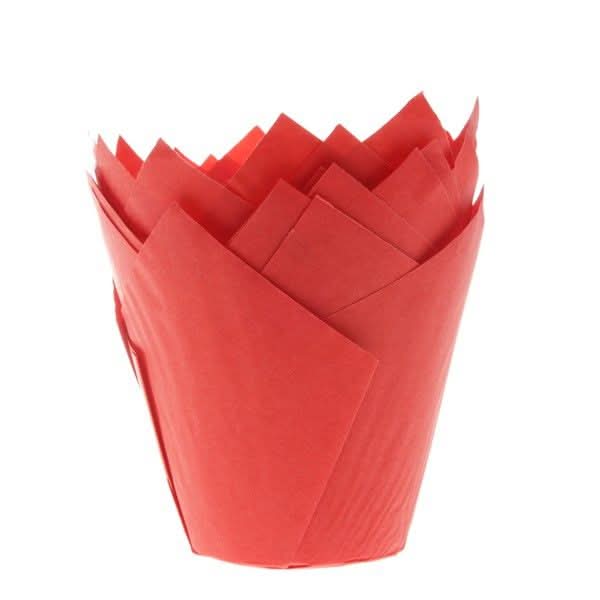 Forme de copt rosii pentru brioșe sub formă de lalea 20 buc Nati Shop