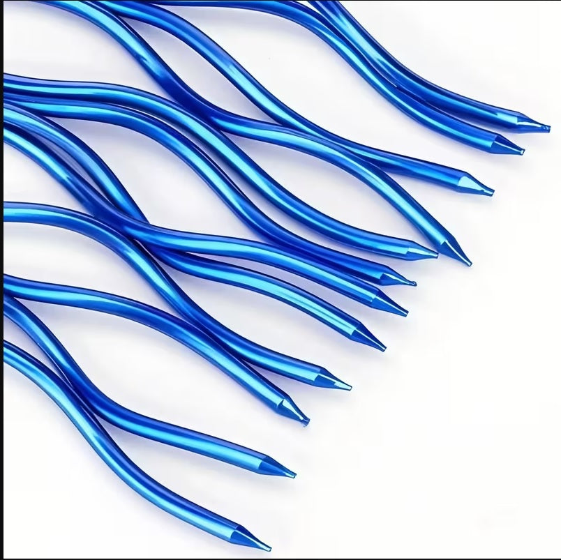 Set de 6 Lumânări Pentru Tort Ondulate Lungi 12 Cm Albastru - Design Elegant Și Ardere Stabilă Sigură