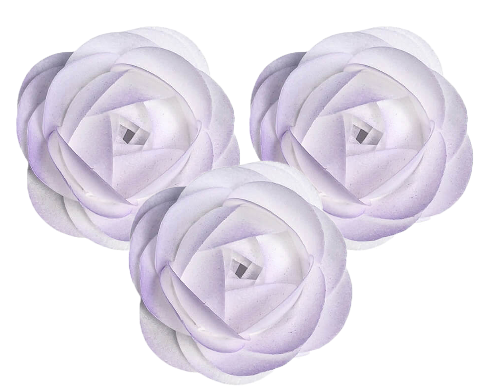 Set 3 Decoratiuni Comestibile Din Vafa Trandafiri Mov - Trandafiri Manuali Diametru 8 cm