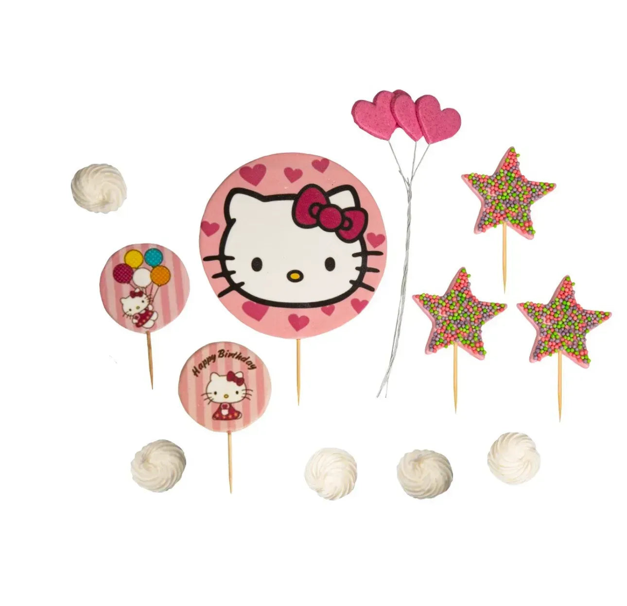 Set 12 Decoratiuni Comestibile Hello Kitty - Decoratiuni Dulci Pentru Decorarea Torturilor si Prajiturilor