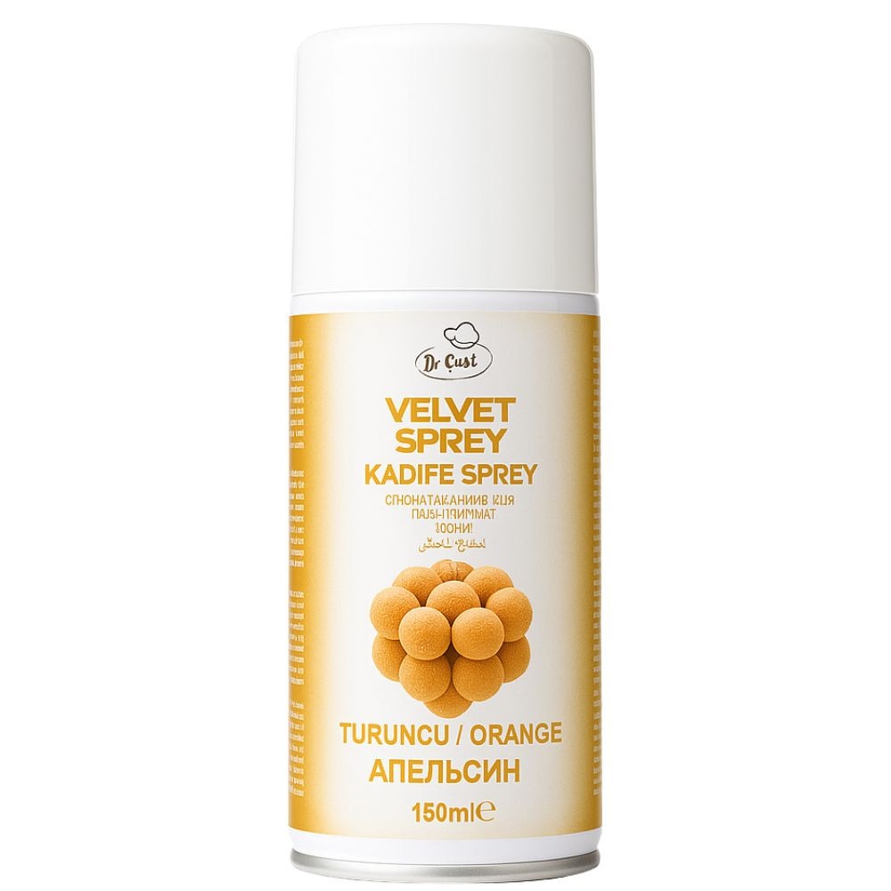 Colorant Spray Catifea 150 ml Portocaliu - Colorant Alimentar Catifelat pentru Decorarea Deserturilor