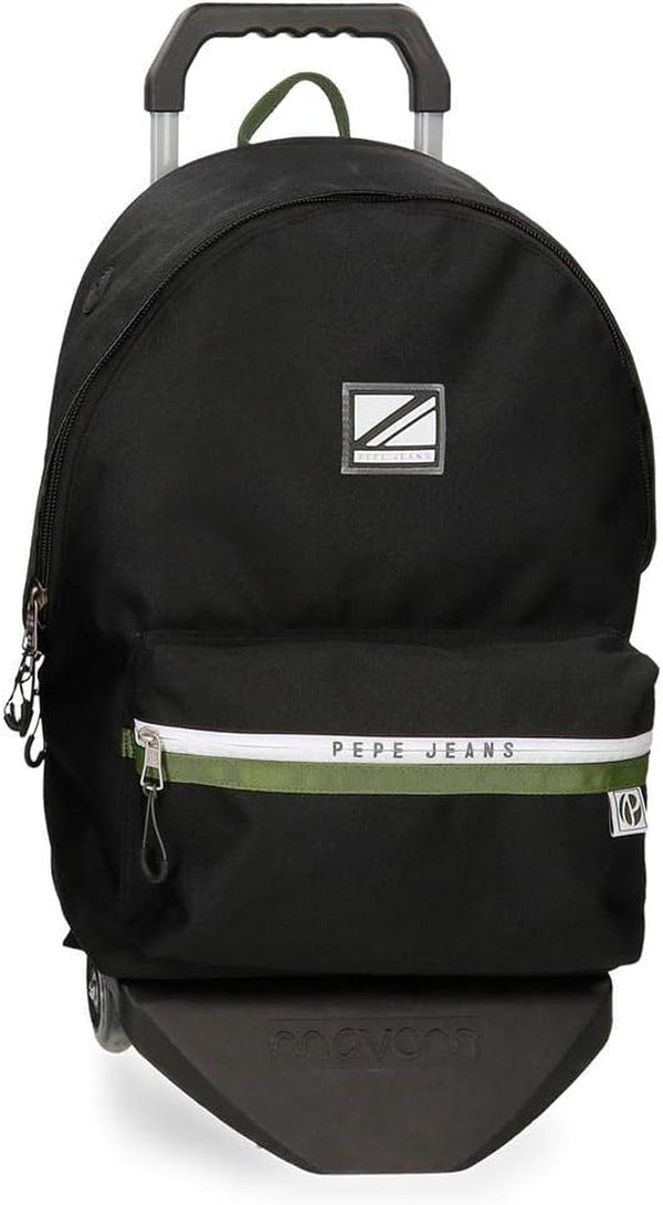 Rucsac Pepe Jeans Luca pentru laptop, compartiment dublu cu troler, 15.6 inch, negru, 31 x 44 x 15 cm, poliester 23.87 l, negru , Rucsac pentru laptop cu compartiment dublu și troler Bagaje și echipament de călătorie Naty Shop Pc rucsac + troler