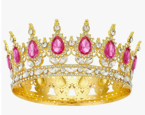 Coronita Aurie Cu Pietre Roz Si Albe - Adauga Rafinat Si Elegant Torturilor Tale Cu Acest Accesoriu Indispensabil