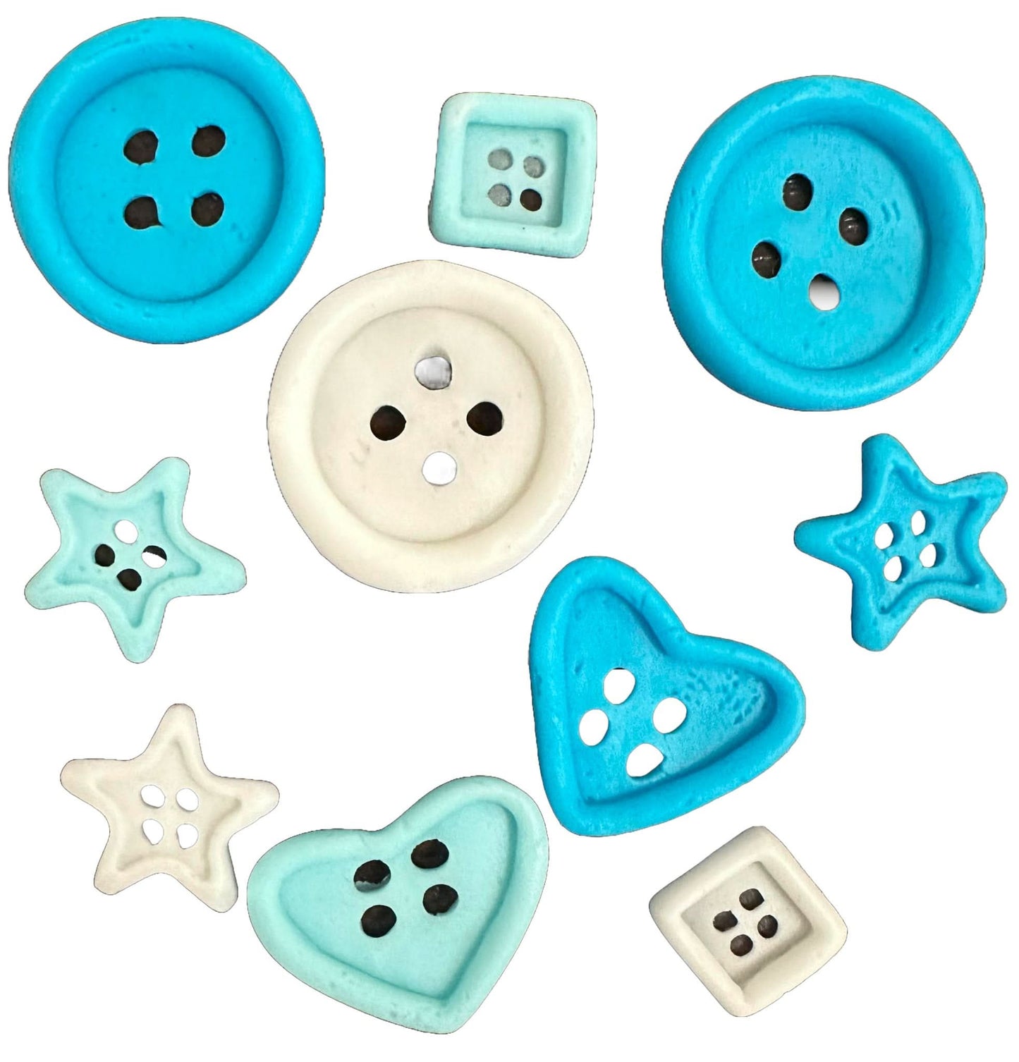 Set 10 decoratiuni comestibile din zahar, Nasturi Decoratiuni din Pasta de Zahar Nati Shop