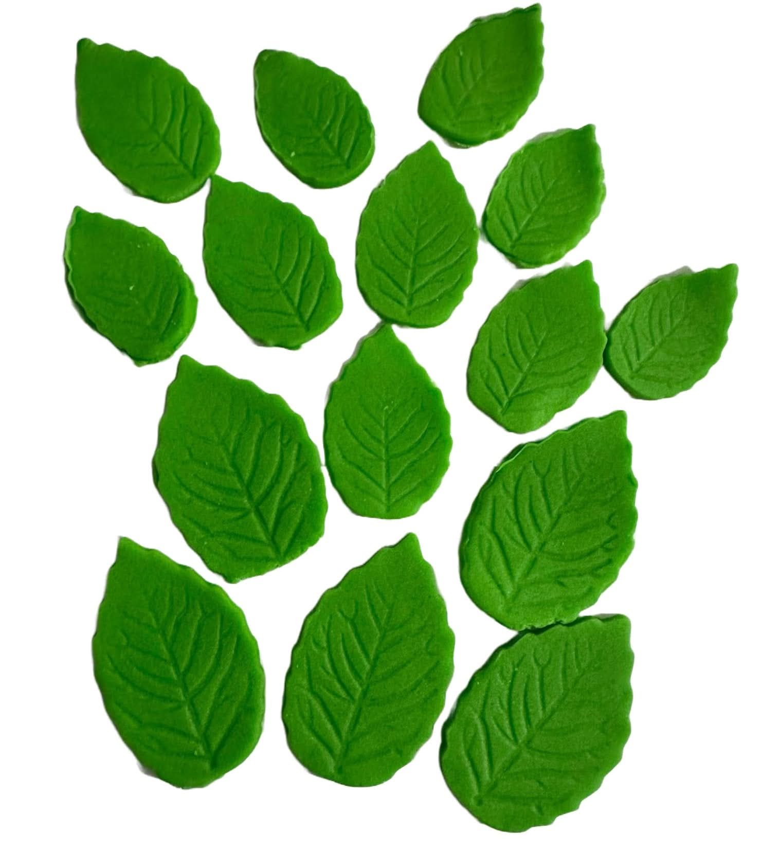 Set 15 decoratiuni comestibile din zahar, Frunze Decoratiuni din Pasta de Zahar Nati Shop