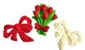 Set 3 decoratiuni comestibile din zahar, Buchet lalele si funde Decoratiuni din Pasta de Zahar Nati Shop