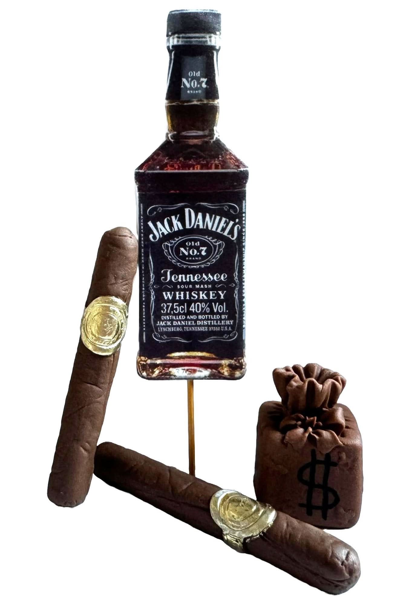 Set 4 decoratiuni comestibile din zahar, Jack Daniels Decoratiuni din Pasta de Zahar Naty Shop