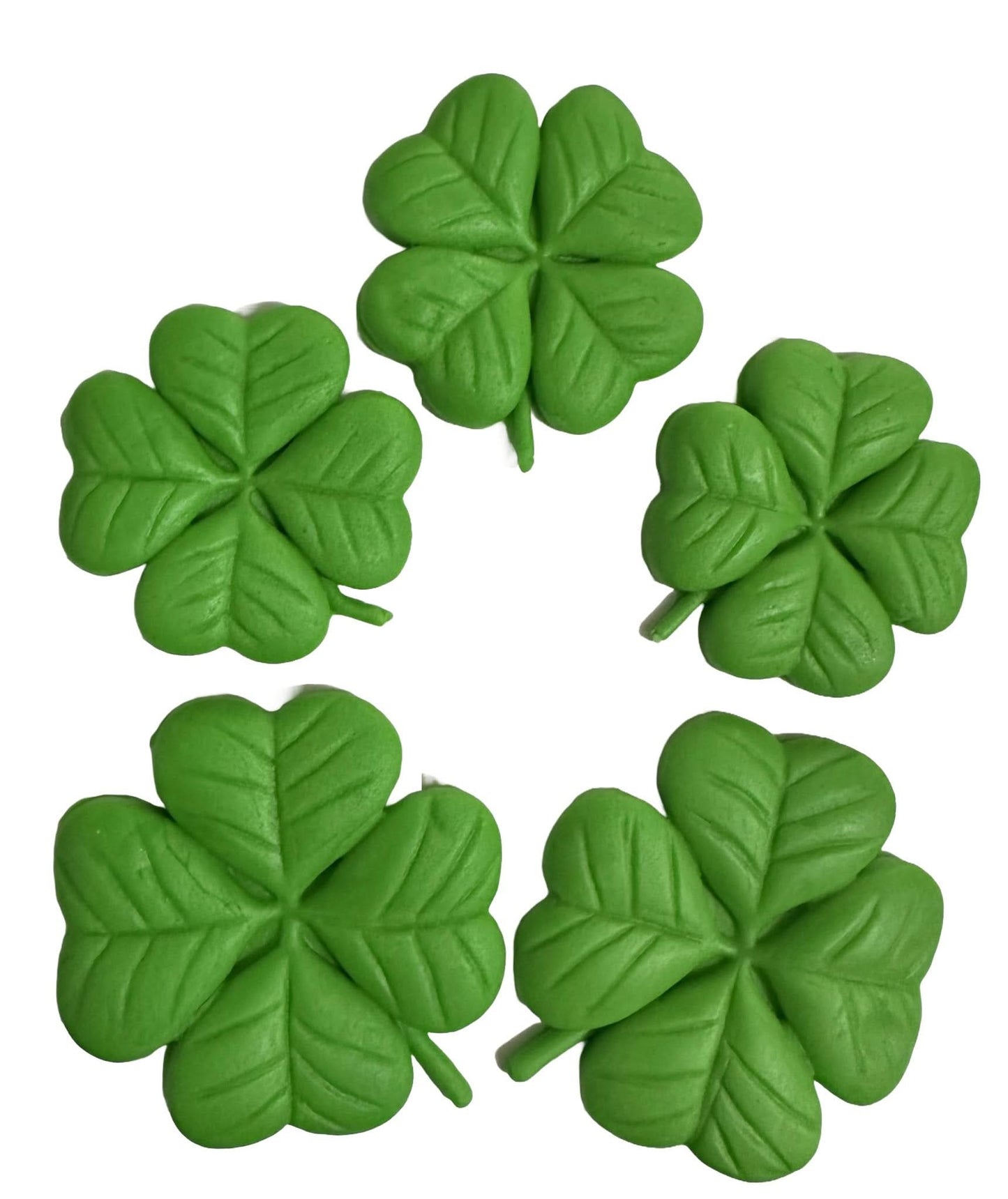 Set 5 decoratiuni comestibile din zahar, Frunze de trifoi norocos Decoratiuni din Pasta de Zahar Nati Shop