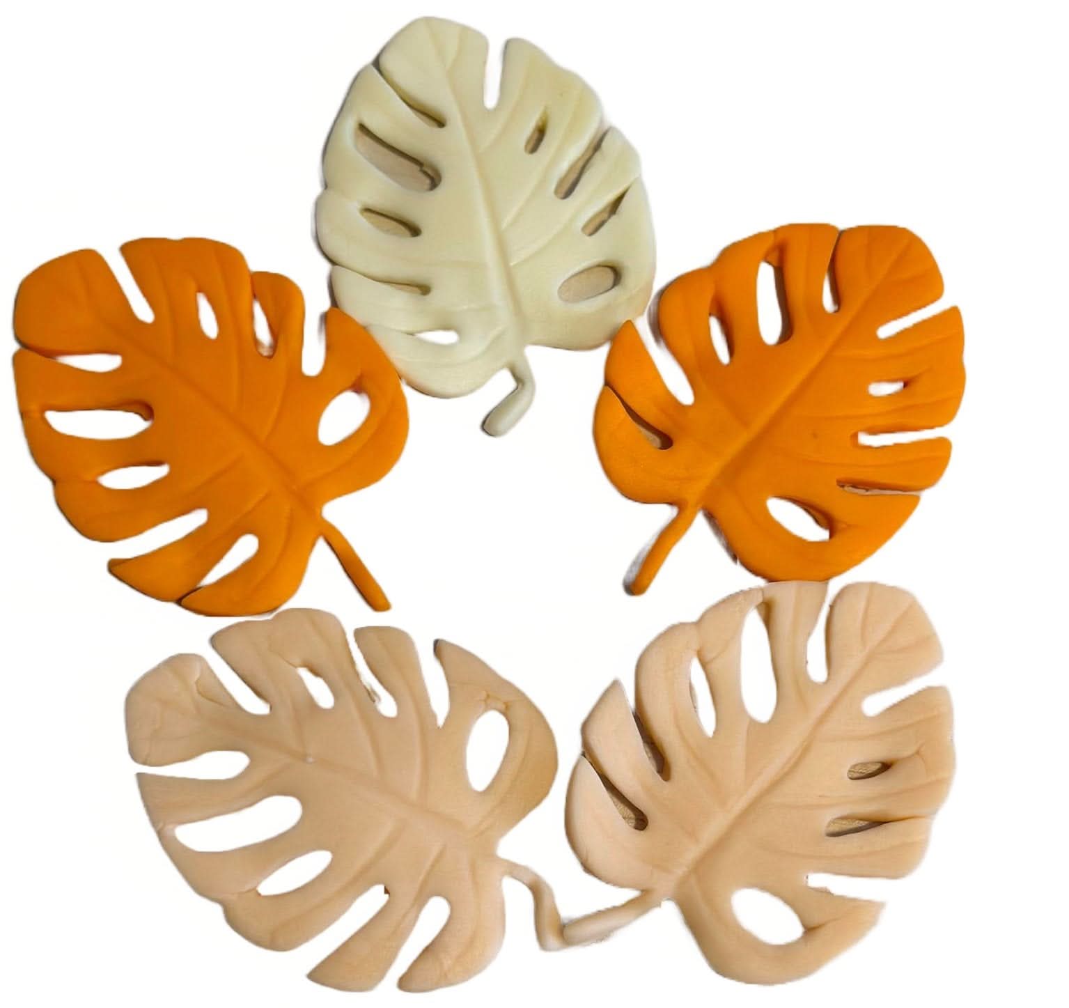 Set 5 decoratiuni comestibile din zahar, Frunze exotice Decoratiuni din Pasta de Zahar Nati Shop