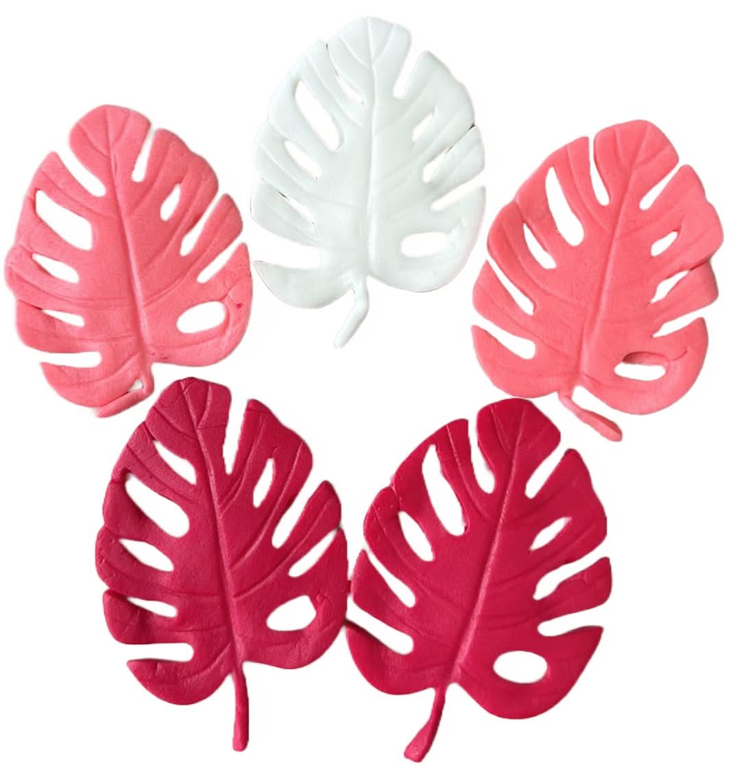 Set 5 decoratiuni comestibile din zahar, Frunze exotice Decoratiuni din Pasta de Zahar Nati Shop